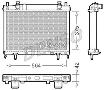 Радиатор, охлаждане на двигателя DENSO DRM09060 за FIAT DOBLO (119) пътнически от 2001 до 2009