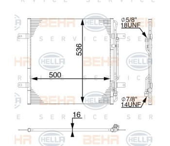 Кондензатор, климатизация HELLA 8FC 351 301-354 за MERCEDES CLK (W209, C209) от 2002 до 2009