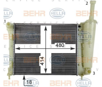 Радиатор, охлаждане на двигателя HELLA 8MK 376 791-781 за BMW 2 Ser (F23) кабриолет от 2014